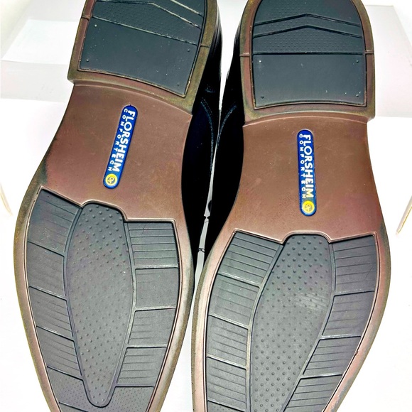 FLORSHEIM COMFORTECH BLACK SQUARE TOE OXFORD LACE UPS. MEN’S 9.5M - Picture 4 of 6